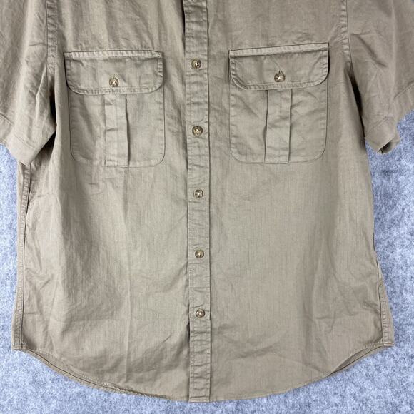 J Crew Oarsman Shirt Mens Medium Beige Button Up Cotton Twill Safari Outdoor NEW - Picture 3 of 14